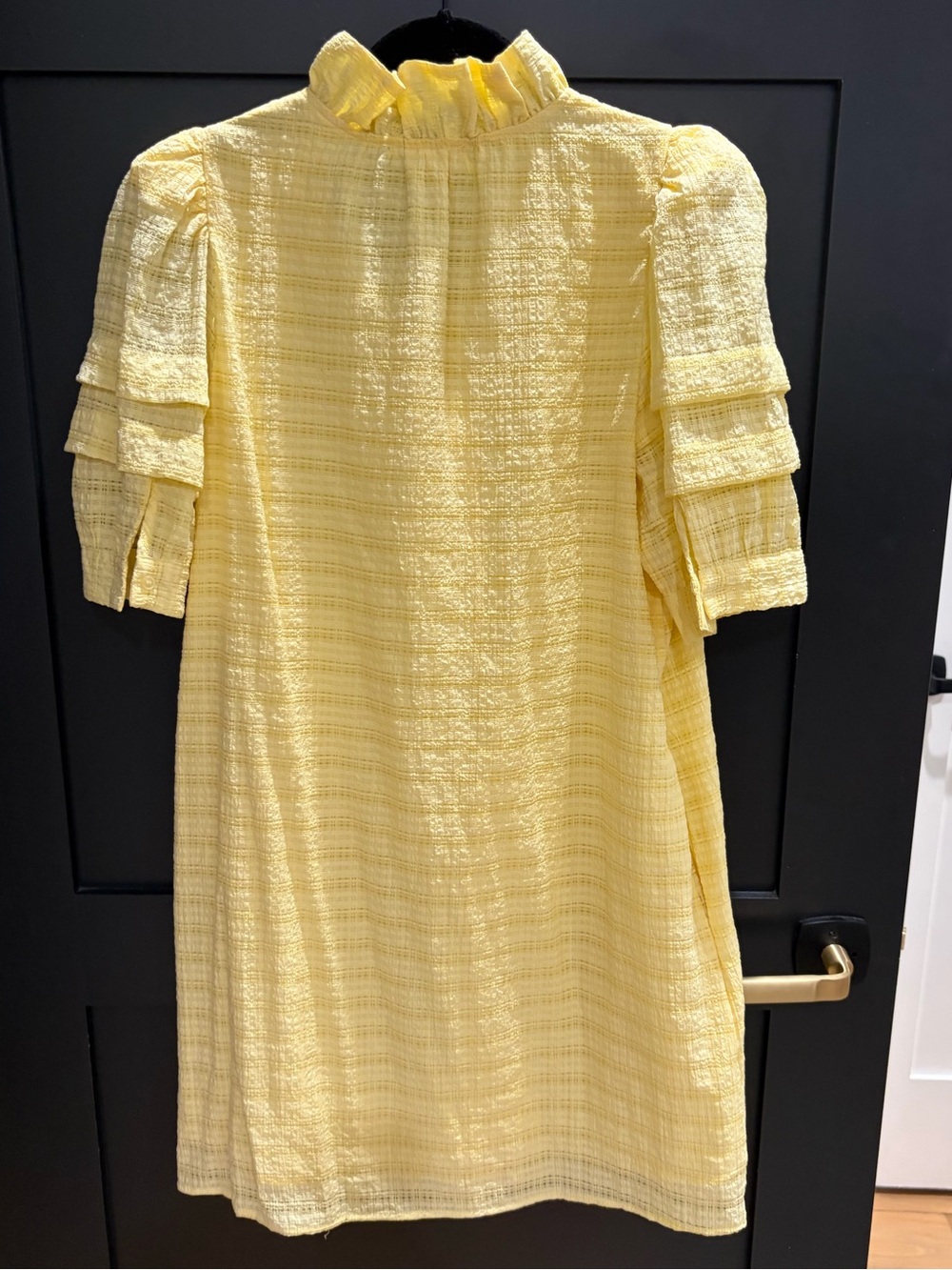 entro Yellow Ruffle-Trim Mini Dress with Puff Sleeves - Picture 2 of 7